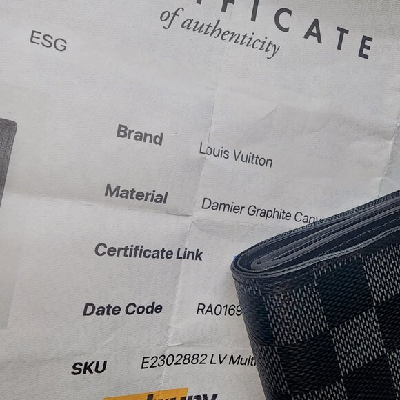 Louis Vuitton ~ Men's Multiple Damier Bifold Amerigo Wallet in Graphite - Picture 7 of 13